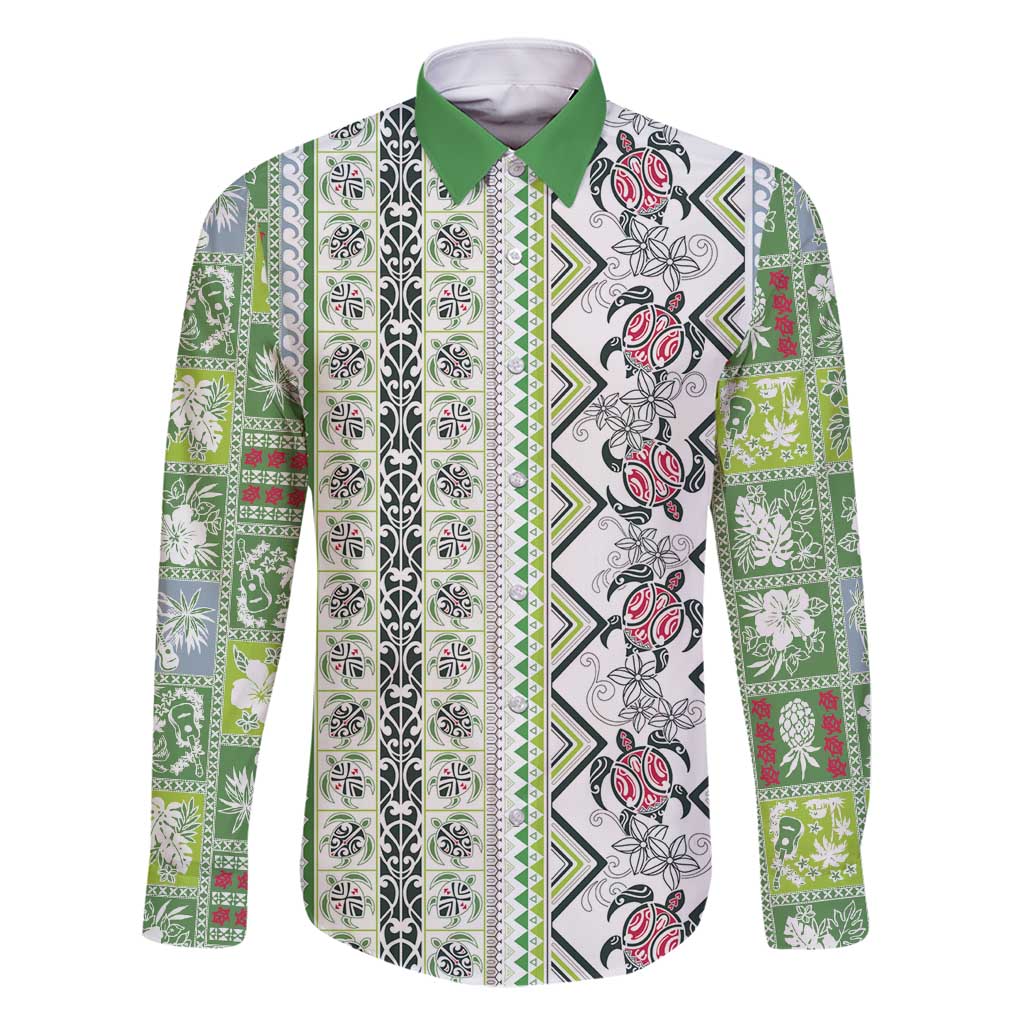 Hawaii Makahiki Turtle Family Matching Mermaid Dress and Hawaiian Shirt Green Tapa Pattern - Polynesian Pride
