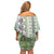 Hawaii Makahiki Turtle Family Matching Off Shoulder Short Dress and Hawaiian Shirt Green Tapa Pattern - Polynesian Pride