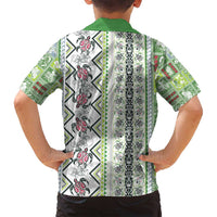 Hawaii Makahiki Turtle Family Matching Puletasi and Hawaiian Shirt Green Tapa Pattern - Polynesian Pride