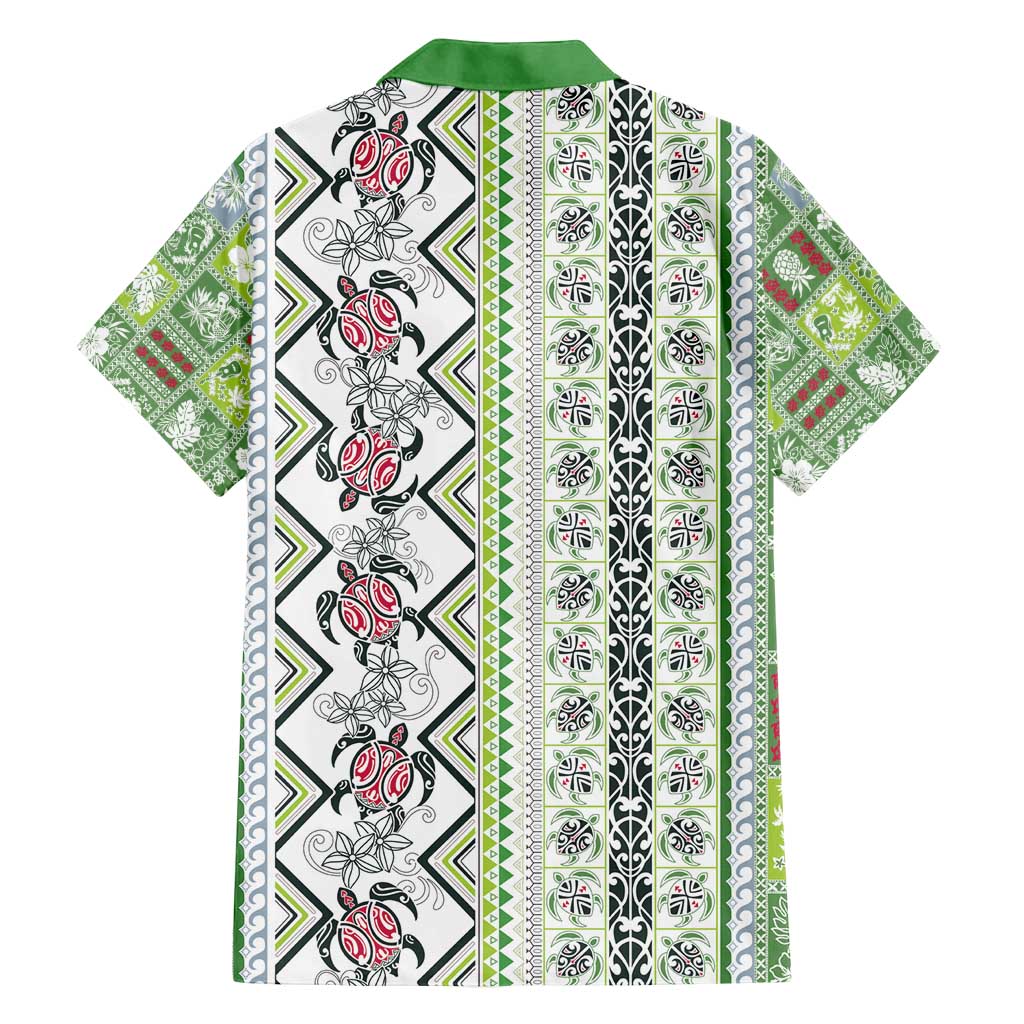 Hawaii Makahiki Turtle Family Matching Tank Maxi Dress and Hawaiian Shirt Green Tapa Pattern - Polynesian Pride