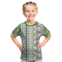 Hawaii Makahiki Turtle Kid T Shirt Green Tapa Pattern - Polynesian Pride