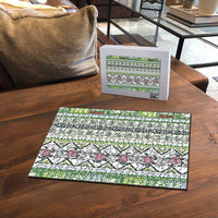 Hawaii Makahiki Turtle Puzzle Green Tapa Pattern - Polynesian Pride