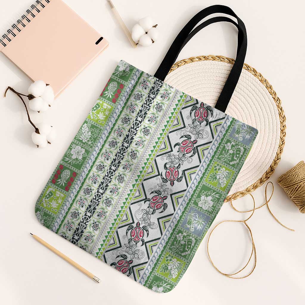 Hawaii Makahiki Turtle Tote Bag Green Tapa Pattern - Polynesian Pride