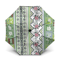 Hawaii Makahiki Turtle Umbrella Green Tapa Pattern - Polynesian Pride