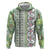 Hawaii Makahiki Turtle Zip Hoodie Green Tapa Pattern - Polynesian Pride