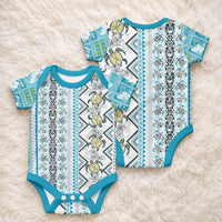 Hawaii Makahiki Turtle Baby Onesie Blue Tapa Pattern LT05 - Polynesian Pride