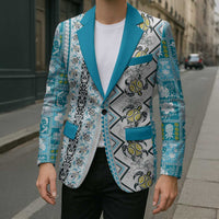 Hawaii Makahiki Turtle Blazer Blue Tapa Pattern - Polynesian Pride