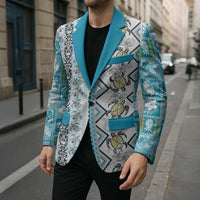 Hawaii Makahiki Turtle Blazer Blue Tapa Pattern - Polynesian Pride