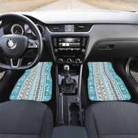 Hawaii Makahiki Turtle Car Mats Blue Tapa Pattern - Polynesian Pride