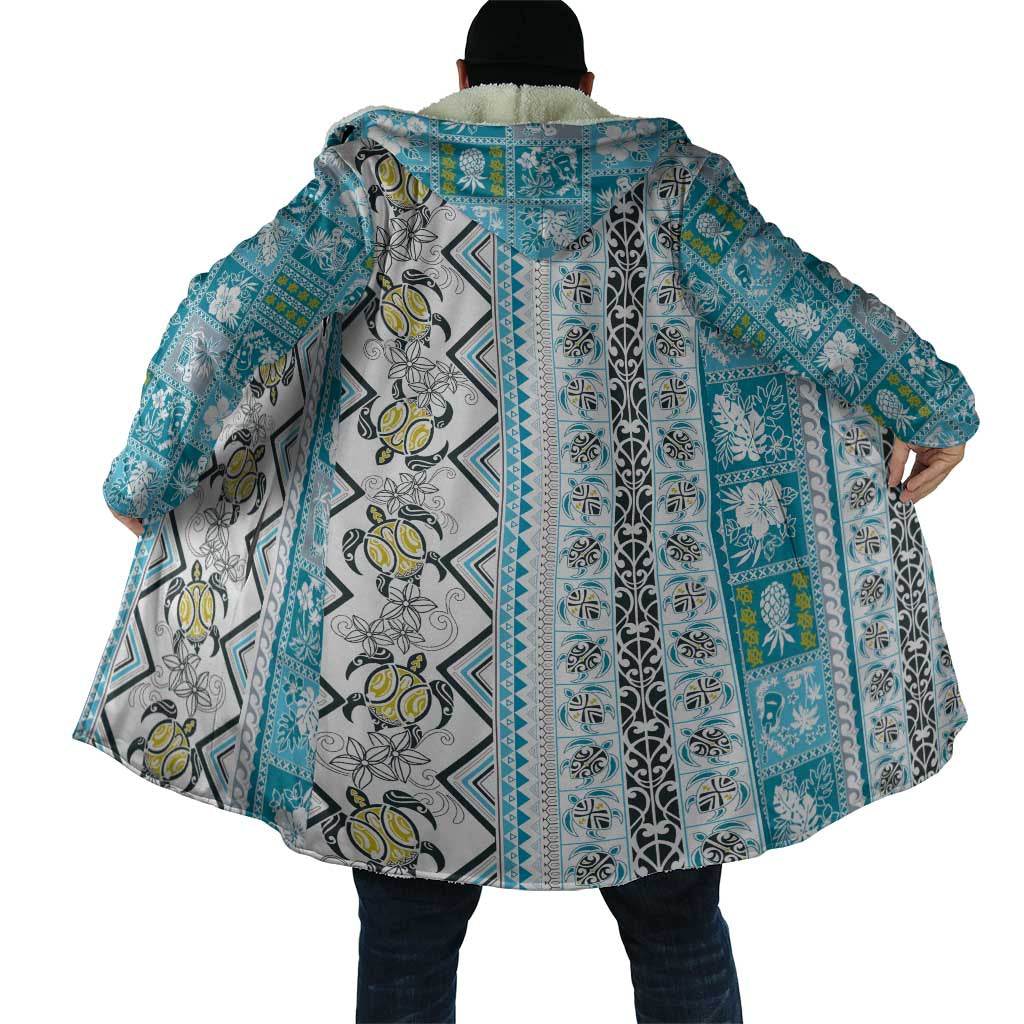 Hawaii Makahiki Turtle Cloak Blue Tapa Pattern - Polynesian Pride