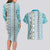 Hawaii Makahiki Turtle Couples Matching Long Sleeve Bodycon Dress and Hawaiian Shirt Blue Tapa Pattern - Polynesian Pride