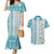 Hawaii Makahiki Turtle Couples Matching Mermaid Dress and Hawaiian Shirt Blue Tapa Pattern - Polynesian Pride