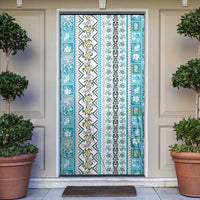 Hawaii Makahiki Turtle Door Cover Blue Tapa Pattern - Polynesian Pride