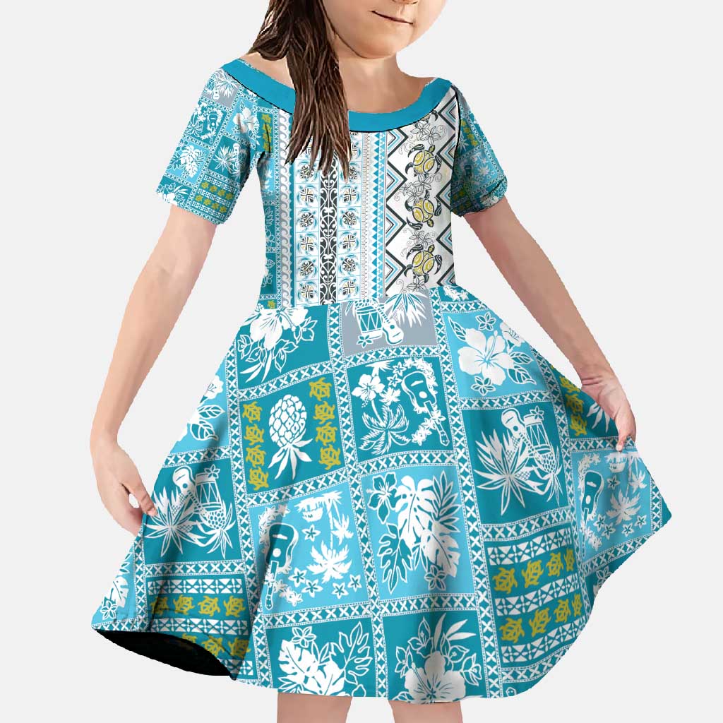 Hawaii Makahiki Turtle Family Matching Mermaid Dress and Hawaiian Shirt Blue Tapa Pattern - Polynesian Pride
