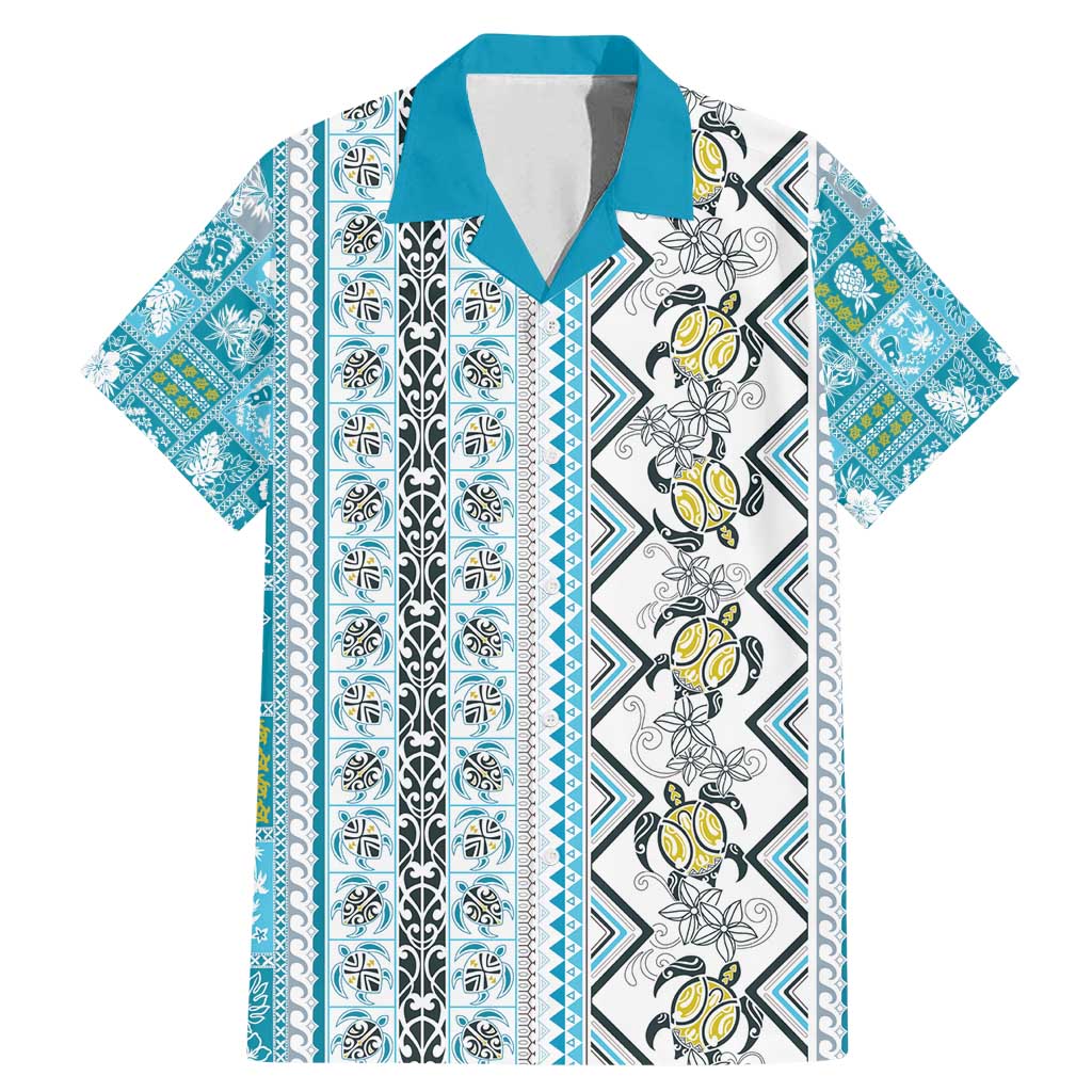 Hawaii Makahiki Turtle Family Matching Mermaid Dress and Hawaiian Shirt Blue Tapa Pattern - Polynesian Pride