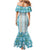 Hawaii Makahiki Turtle Family Matching Mermaid Dress and Hawaiian Shirt Blue Tapa Pattern - Polynesian Pride