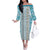 Hawaii Makahiki Turtle Family Matching Off The Shoulder Long Sleeve Dress and Hawaiian Shirt Blue Tapa Pattern - Polynesian Pride