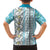 Hawaii Makahiki Turtle Family Matching Off Shoulder Maxi Dress and Hawaiian Shirt Blue Tapa Pattern - Polynesian Pride