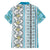 Hawaii Makahiki Turtle Family Matching Off Shoulder Short Dress and Hawaiian Shirt Blue Tapa Pattern - Polynesian Pride