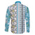 Hawaii Makahiki Turtle Family Matching Off Shoulder Short Dress and Hawaiian Shirt Blue Tapa Pattern - Polynesian Pride