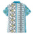Hawaii Makahiki Turtle Family Matching Short Sleeve Bodycon Dress and Hawaiian Shirt Blue Tapa Pattern - Polynesian Pride