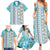 Hawaii Makahiki Turtle Family Matching Summer Maxi Dress and Hawaiian Shirt Blue Tapa Pattern - Polynesian Pride