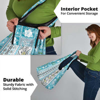 Hawaii Makahiki Turtle Grocery Bag Blue Tapa Pattern - Polynesian Pride