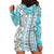 Hawaii Makahiki Turtle Hoodie Dress Blue Tapa Pattern - Polynesian Pride