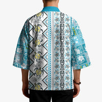 Hawaii Makahiki Turtle Kimono Blue Tapa Pattern - Polynesian Pride