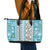 Hawaii Makahiki Turtle Leather Tote Bag Blue Tapa Pattern - Polynesian Pride