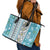 Hawaii Makahiki Turtle Leather Tote Bag Blue Tapa Pattern - Polynesian Pride