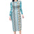 Hawaii Makahiki Turtle Long Sleeve Bodycon Dress Blue Tapa Pattern - Polynesian Pride