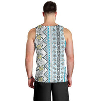 Hawaii Makahiki Turtle Men Tank Top Blue Tapa Pattern - Polynesian Pride