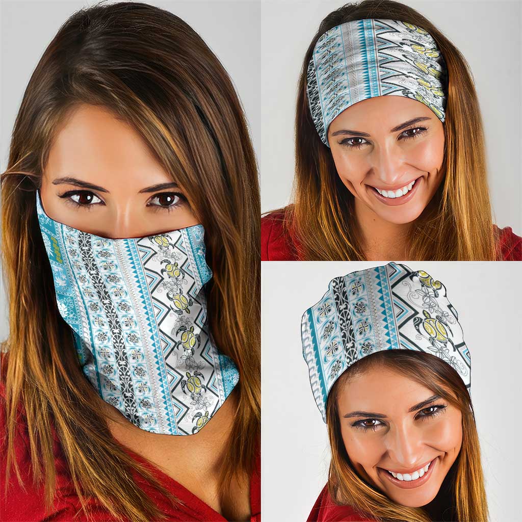 Hawaii Makahiki Turtle Neck Gaiter Blue Tapa Pattern - Polynesian Pride