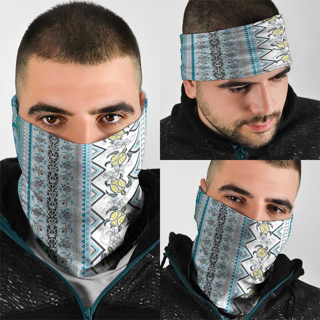 Hawaii Makahiki Turtle Neck Gaiter Blue Tapa Pattern - Polynesian Pride