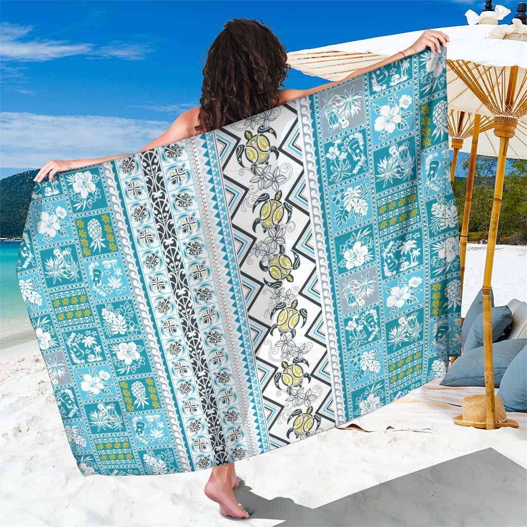 Hawaii Makahiki Turtle Sarong Blue Tapa Pattern - Polynesian Pride