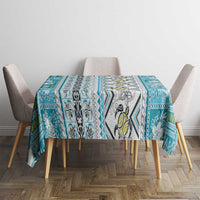 Hawaii Makahiki Turtle Tablecloth Blue Tapa Pattern - Polynesian Pride