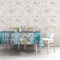 Hawaii Makahiki Turtle Tablecloth Blue Tapa Pattern - Polynesian Pride