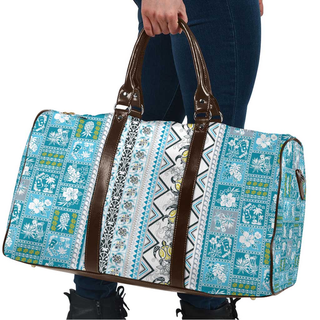Hawaii Makahiki Turtle Travel Bag Blue Tapa Pattern - Polynesian Pride