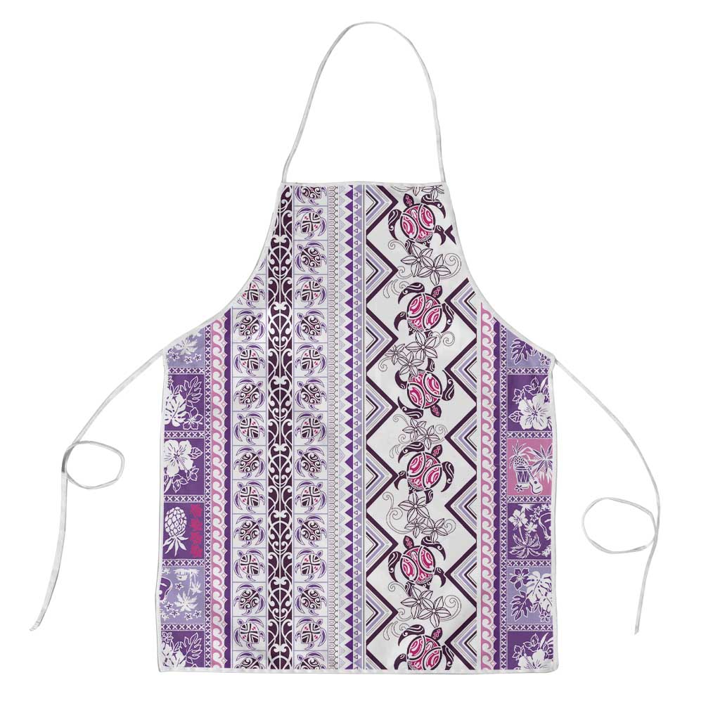 Hawaii Makahiki Turtle Apron Violet Tapa Pattern - Polynesian Pride