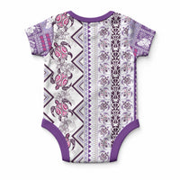Hawaii Makahiki Turtle Baby Onesie Violet Tapa Pattern LT05 - Polynesian Pride