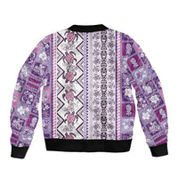 Hawaii Makahiki Turtle Bomber Jacket Violet Tapa Pattern - Polynesian Pride