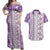 Hawaii Makahiki Turtle Couples Matching Off Shoulder Maxi Dress and Hawaiian Shirt Violet Tapa Pattern - Polynesian Pride