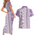 Hawaii Makahiki Turtle Couples Matching Short Sleeve Bodycon Dress and Hawaiian Shirt Violet Tapa Pattern - Polynesian Pride