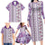 Hawaii Makahiki Turtle Family Matching Long Sleeve Bodycon Dress and Hawaiian Shirt Violet Tapa Pattern - Polynesian Pride