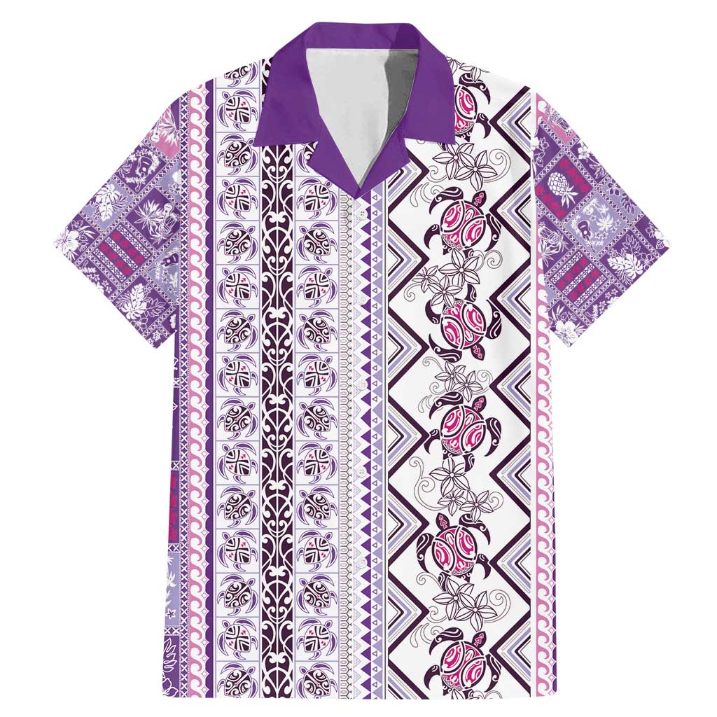 Hawaii Makahiki Turtle Family Matching Mermaid Dress and Hawaiian Shirt Violet Tapa Pattern - Polynesian Pride
