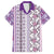 Hawaii Makahiki Turtle Family Matching Off The Shoulder Long Sleeve Dress and Hawaiian Shirt Violet Tapa Pattern - Polynesian Pride