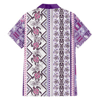 Hawaii Makahiki Turtle Family Matching Off Shoulder Maxi Dress and Hawaiian Shirt Violet Tapa Pattern - Polynesian Pride