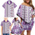 Hawaii Makahiki Turtle Family Matching Off Shoulder Short Dress and Hawaiian Shirt Violet Tapa Pattern - Polynesian Pride