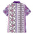 Hawaii Makahiki Turtle Family Matching Off Shoulder Short Dress and Hawaiian Shirt Violet Tapa Pattern - Polynesian Pride